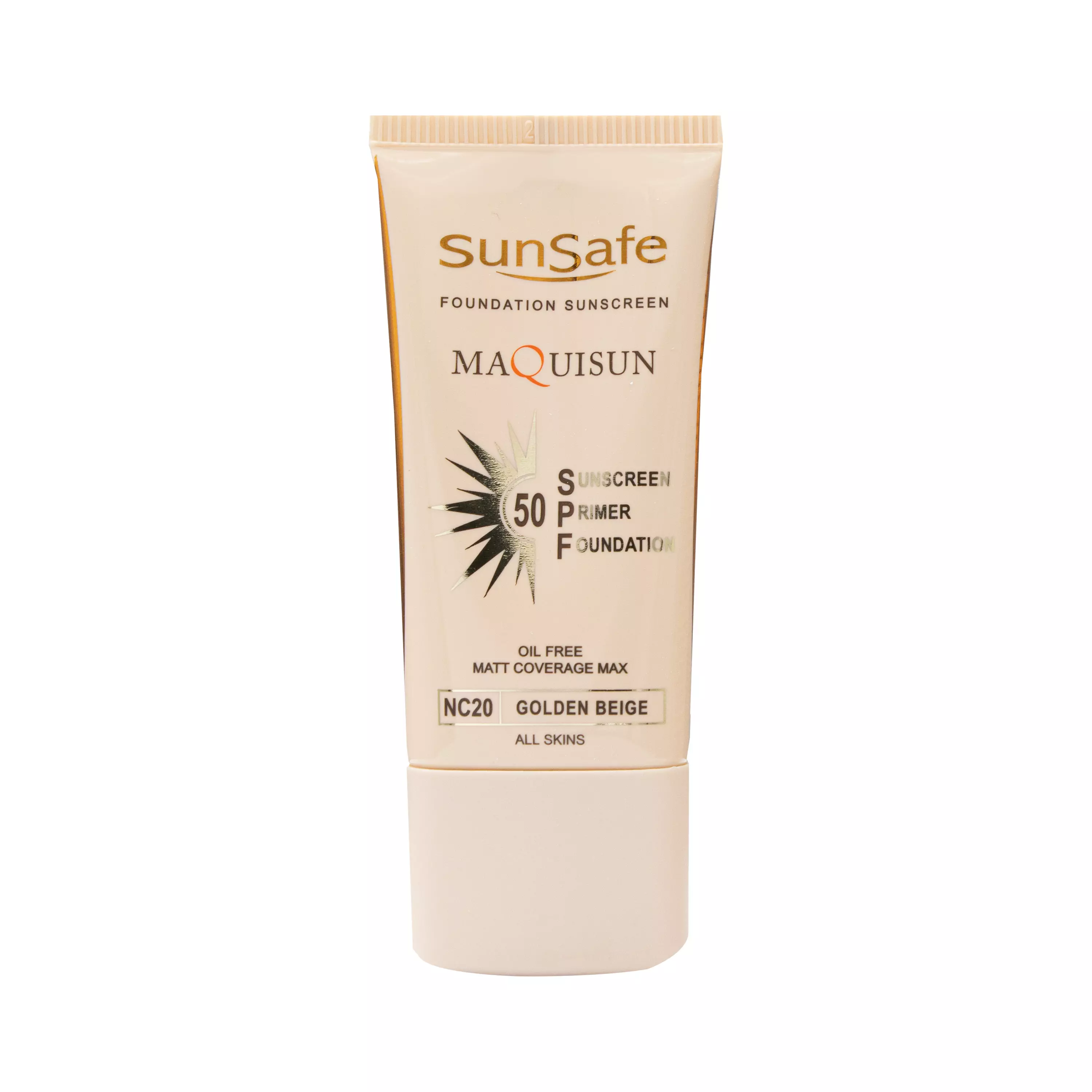 کرم ضد آفتاب SPF50 پودری و پرایمری بژ طلایی سان سیف